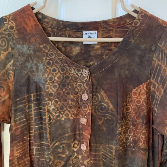 Lost River clothing co. Moab Utah Bohemian Tie Dye Baltic Aztec midi dress small - Picture 9 of 11